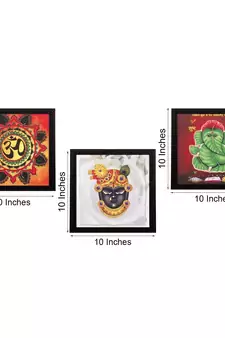 Set Of 3 Krishna Satin Matt Texture UV Art Painting