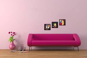 Set Of 3 Radha Krishna Satin Matt Texture UV Art Painting 2