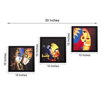 Set Of 3 Radha Krishna Satin Matt Texture UV Art Painting 3