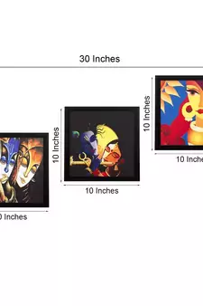 Set Of 3 Radha Krishna Satin Matt Texture UV Art Painting