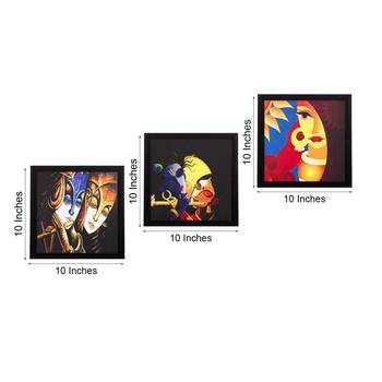 Set Of 3 Radha Krishna Satin Matt Texture UV Art Painting 4