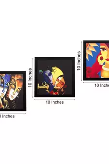 Set Of 3 Radha Krishna Satin Matt Texture UV Art Painting