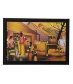 Village Scene Satin Matt Texture UV Art Painting