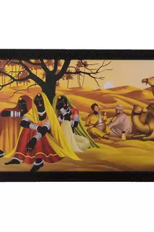 Village Scene Satin Matt Texture UV Art Painting