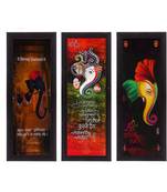 Set Of 3 Lord Ganesha Satin Matt Texture UV Art Painting
