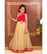 red embroidered Jacquard stitched kids girl gowns