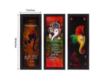Set Of 3 Lord Ganesha Satin Matt Texture UV Art Painting 2