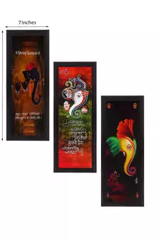 Set Of 3 Lord Ganesha Satin Matt Texture UV Art Painting