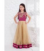 purple Sparkle Work polyester stitched kids girl gowns