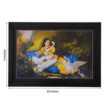 Lady playing with Swans Satin Matt Texture UV Art Painting 2
