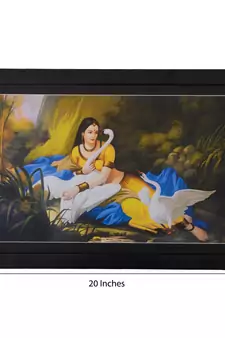 Lady playing with Swans Satin Matt Texture UV Art Painting