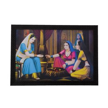 Village Lady Buying Bangles Satin Matt Texture UV Art Painting 1