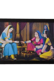 Village Lady Buying Bangles Satin Matt Texture UV Art Painting