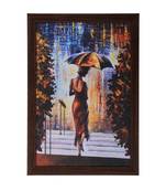 Beautiful Lady Under Umbrella Satin Matt Texture UV Art Painting