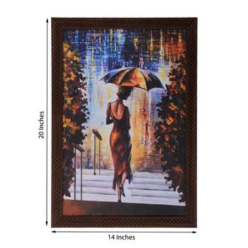 Beautiful Lady Under Umbrella Satin Matt Texture UV Art Painting 2