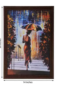 Beautiful Lady Under Umbrella Satin Matt Texture UV Art Painting