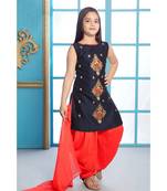 blue woven polyester stitched kids girl gowns