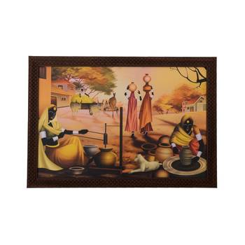 Pot Making Village Scene Satin Matt Texture UV Art Painting 1