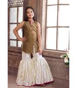 brown woven polyester stitched kids girl gowns