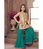 green woven polyester stitched kids girl gowns