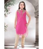 pink woven polyester stitched kids girl gowns