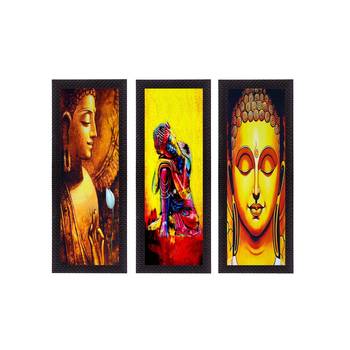 Set Of 3 Lord Buddha Satin Matt Texture UV Art Painting 1