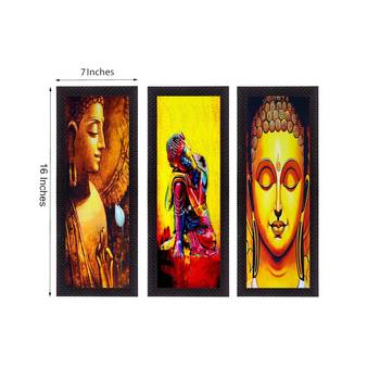 Set Of 3 Lord Buddha Satin Matt Texture UV Art Painting 2