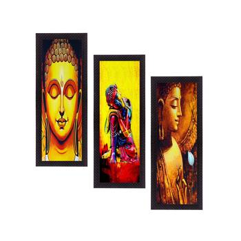 Set Of 3 Lord Buddha Satin Matt Texture UV Art Painting 1