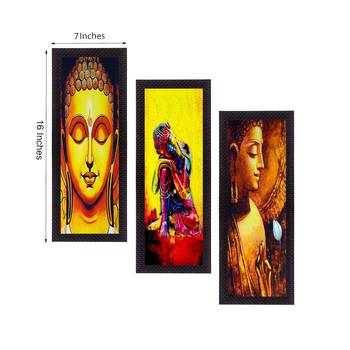 Set Of 3 Lord Buddha Satin Matt Texture UV Art Painting 2