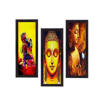 Set Of 3 Lord Buddha Satin Matt Texture UV Art Painting 1