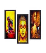 Set Of 3 Lord Buddha Satin Matt Texture UV Art Painting