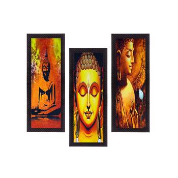 Set Of 3 Lord Buddha Satin Matt Texture UV Art Painting 1