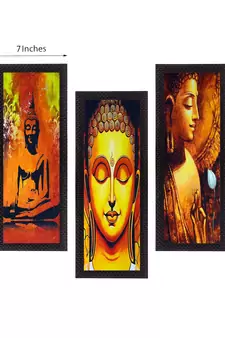 Set Of 3 Lord Buddha Satin Matt Texture UV Art Painting