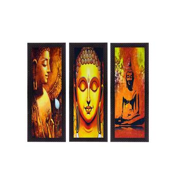 Set Of 3 Lord Buddha Satin Matt Texture UV Art Painting 1