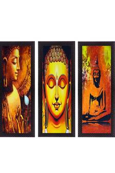 Set Of 3 Lord Buddha Satin Matt Texture UV Art Painting