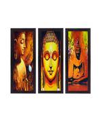 Set Of 3 Lord Buddha Satin Matt Texture UV Art Painting