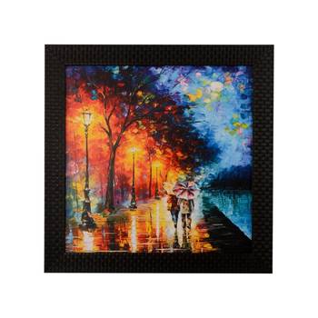 Love Couple Under Umbrella Satin Matt Texture UV Art Painting 1