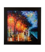 Love Couple Under Umbrella Satin Matt Texture UV Art Painting