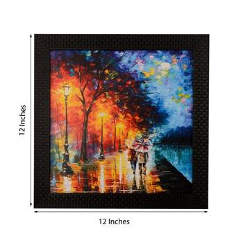 Love Couple Under Umbrella Satin Matt Texture UV Art Painting 2