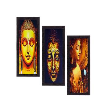 Set Of 3 Lord Buddha Satin Matt Texture UV Art Painting 1