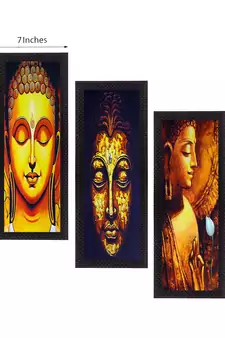 Set Of 3 Lord Buddha Satin Matt Texture UV Art Painting