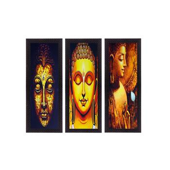 Set Of 3 Lord Buddha Satin Matt Texture UV Art Painting 1