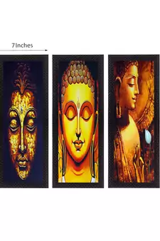 Set Of 3 Lord Buddha Satin Matt Texture UV Art Painting