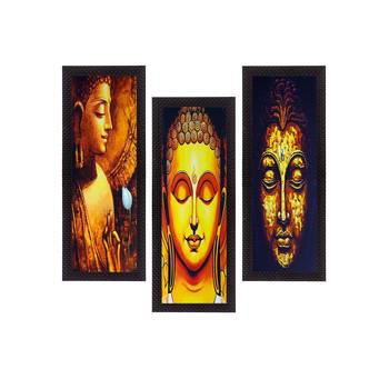 Set Of 3 Lord Buddha Satin Matt Texture UV Art Painting 1