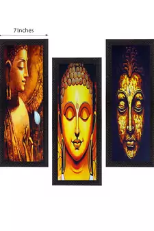 Set Of 3 Lord Buddha Satin Matt Texture UV Art Painting