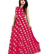 Pink Chanderi Ankle Length A-Line Gown With American Crepe Inner (Full Inner)
