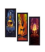 Set Of 3 Meditating Buddha Satin Matt Texture UV Art Painting