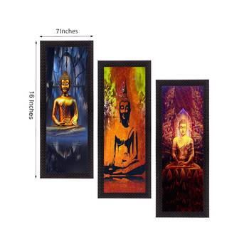 Set Of 3 Meditating Buddha Satin Matt Texture UV Art Painting 2