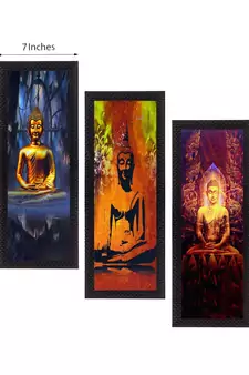 Set Of 3 Meditating Buddha Satin Matt Texture UV Art Painting