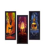 Set Of 3 Meditating Buddha Satin Matt Texture UV Art Painting